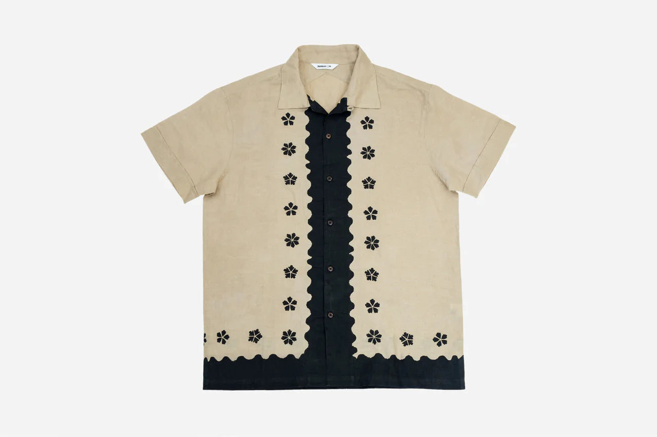 Vacation Shirt ~ Black/Tan Studio Floral