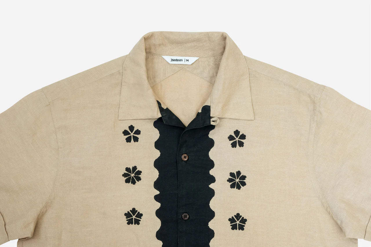 Vacation Shirt ~ Black/Tan Studio Floral