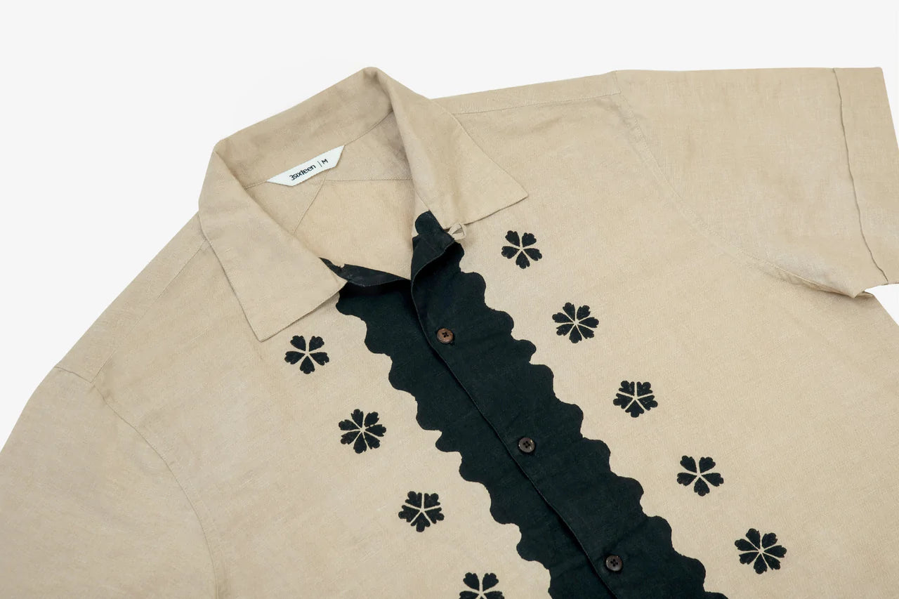 Vacation Shirt ~ Black/Tan Studio Floral