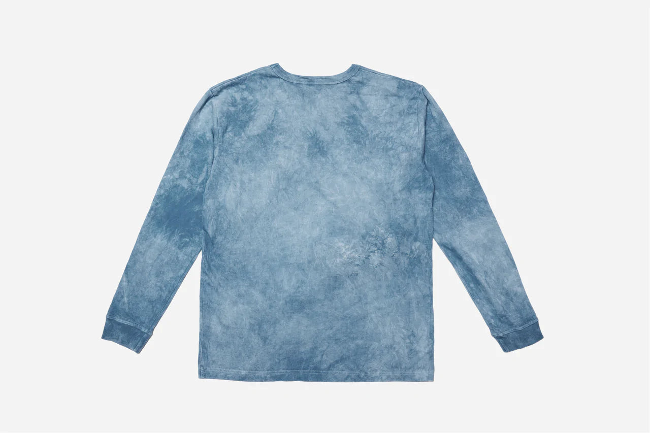 Garment Dyed Long Sleeve T-Shirt ~ Natural Indigo Crumple Dye