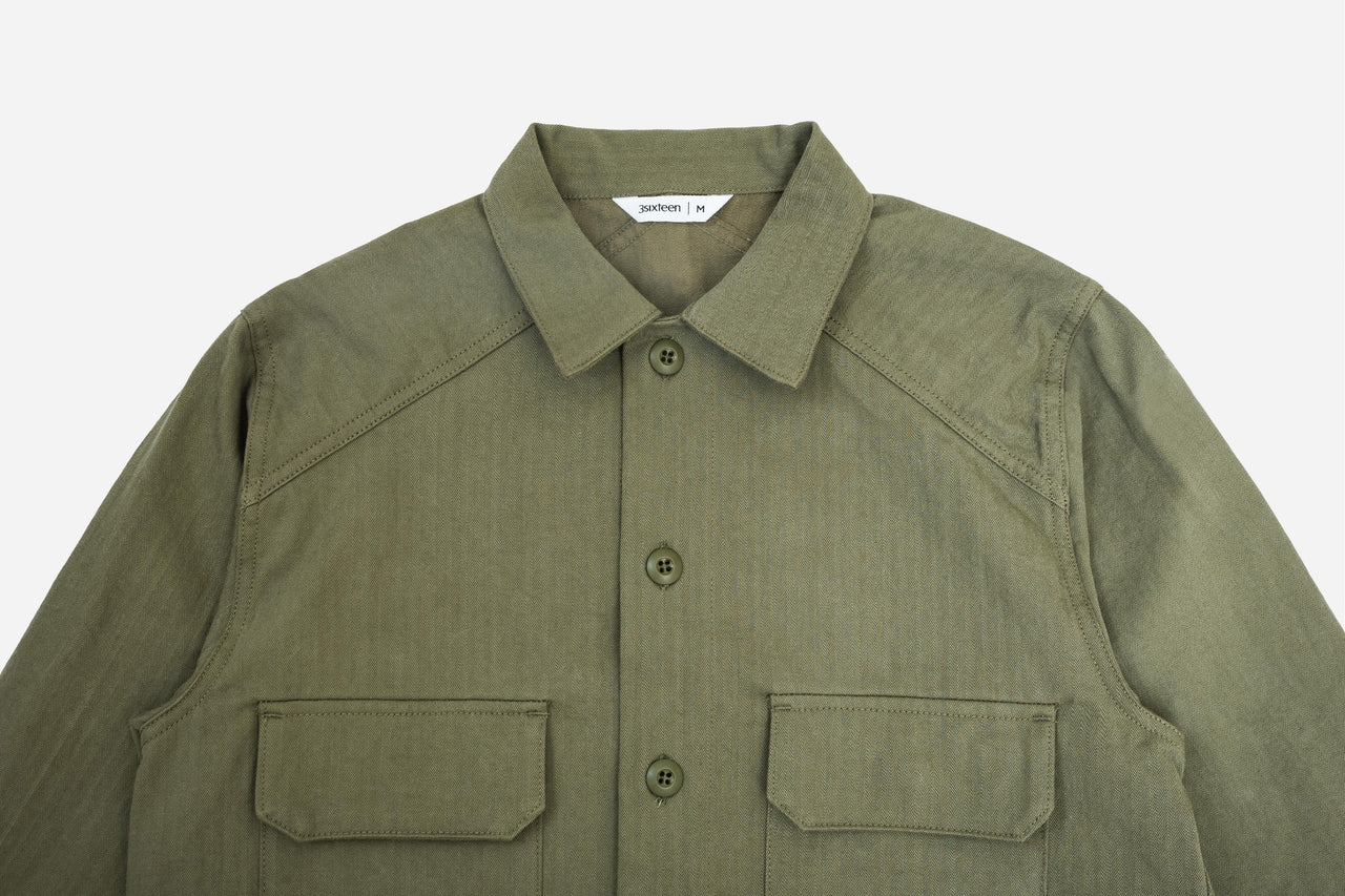 Officer Shirt ~ Washed Olive HBT – STC BRAND APPAREL