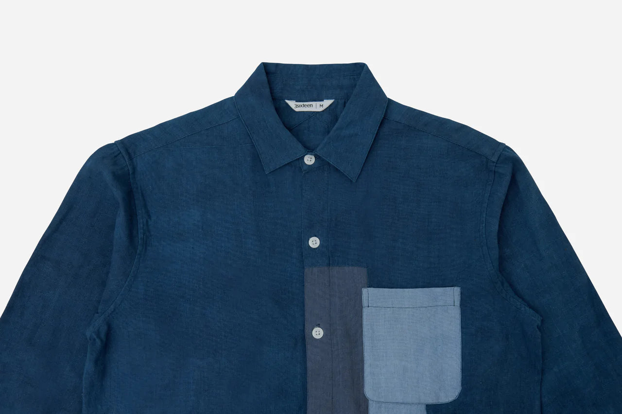 Patchwork BD Shirt ~ Indigo Khadi