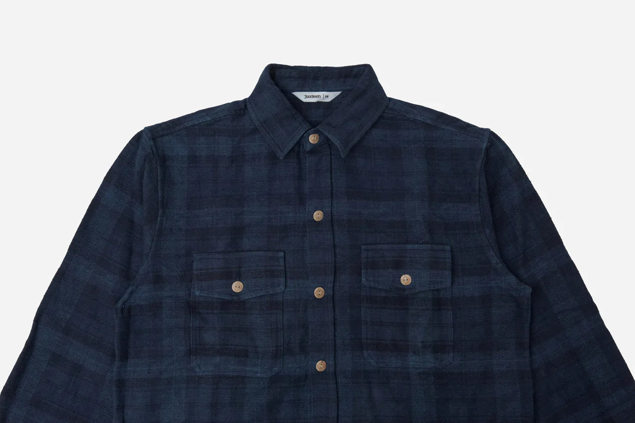 Utility Shirt  ~ Indigo Overdye HBT Check