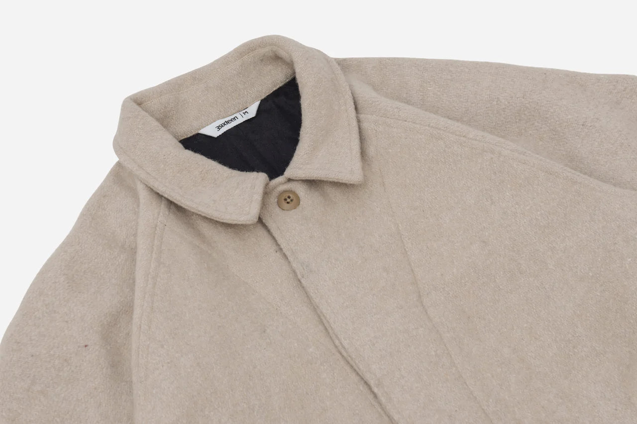 Wool Mac Coat ~ Tan Wool Boxweave