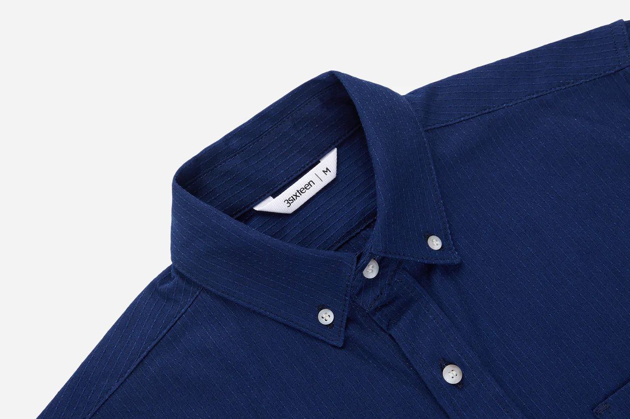 Short Sleeve Button Down ~ Indigo Sashiko