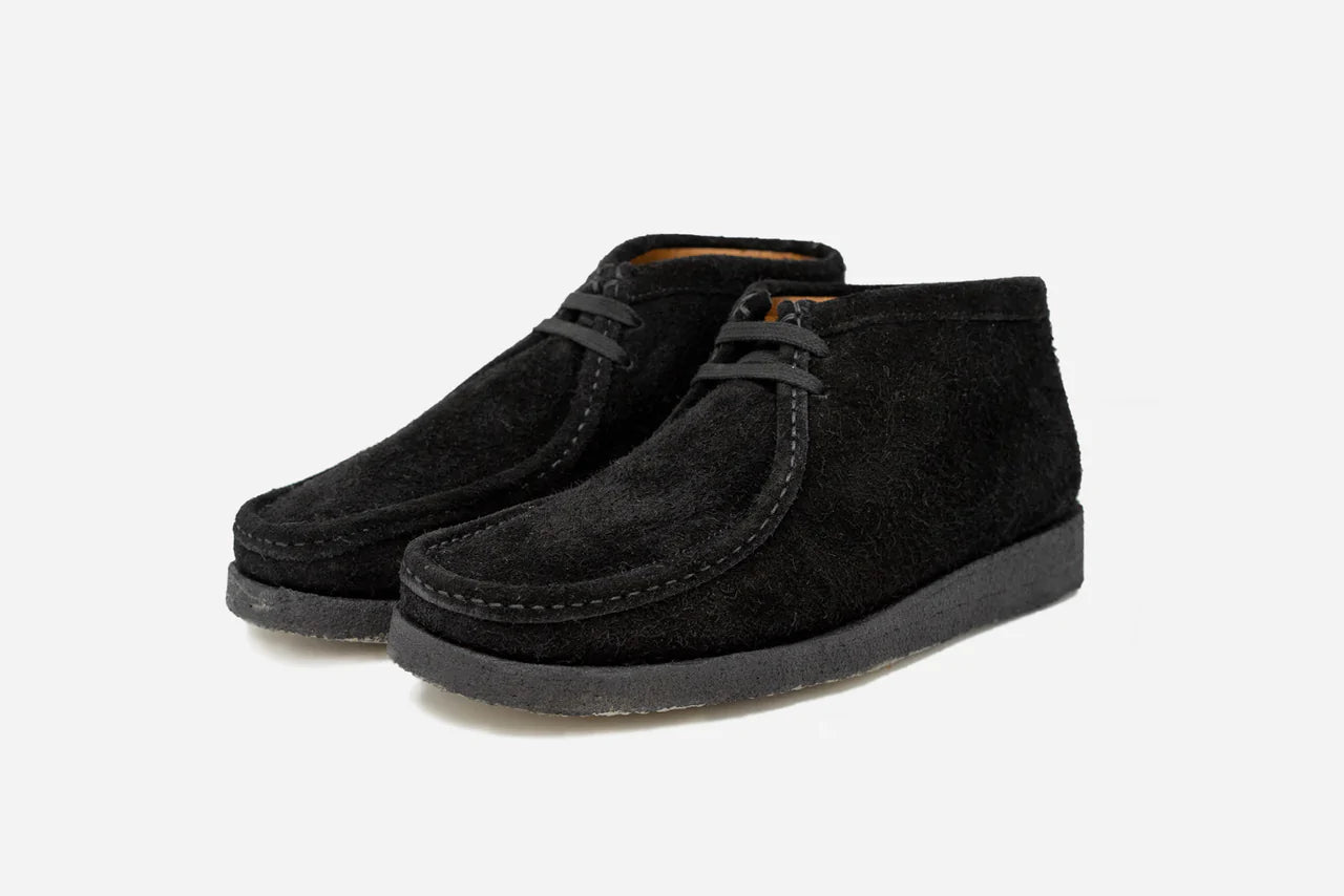 P404 Boot ~ Shaggy Black Suede